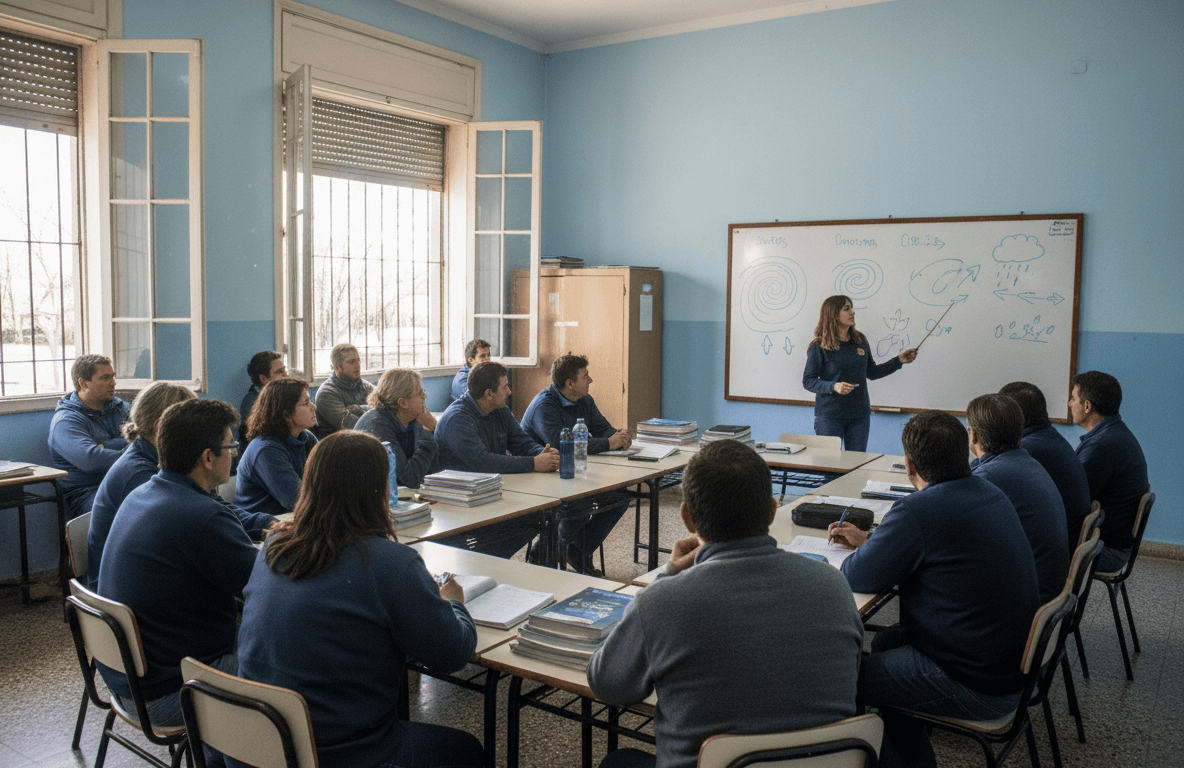 Charla de prevención en un aula escolar de Tigre