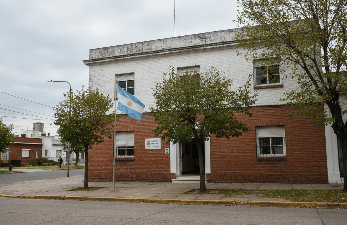 Fachada de un hospital municipal de la zona norte del conurbano bonaerense, de día