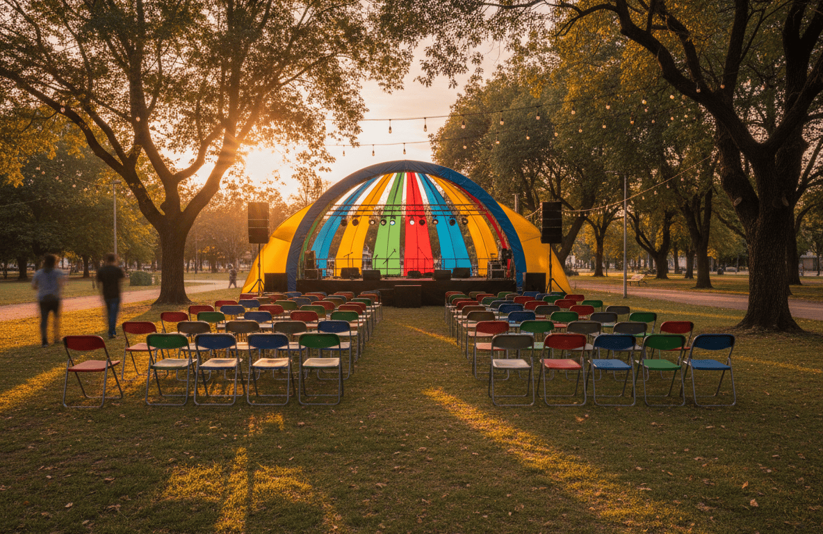 Escenario al aire libre para un festejo comunitario